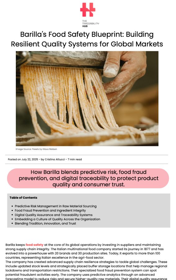 Barilla’s Food Safety Blueprint: Building Resilient Quality Systems for Global Markets