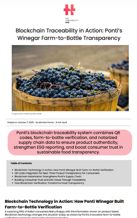 Blockchain Traceability in Action: Ponti’s Winegar Farm-to-Bottle Transparency