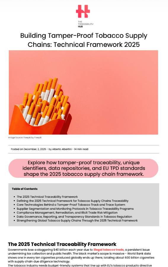 Building Tamper-Proof Tobacco Supply Chains: Technical Framework 2025