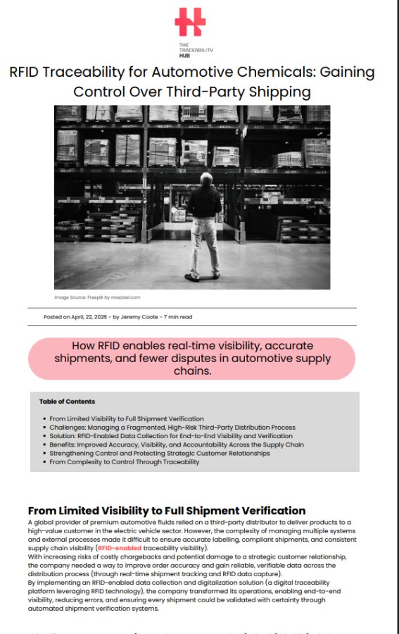 RFID Traceability for Automotive Chemicals: Gaining Control Over Third-Party Shipping