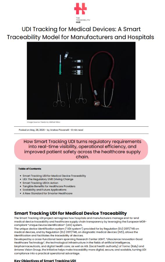 UDI Tracking for Medical Devices: A Smart Traceability Model for Manufacturers and Hospitals